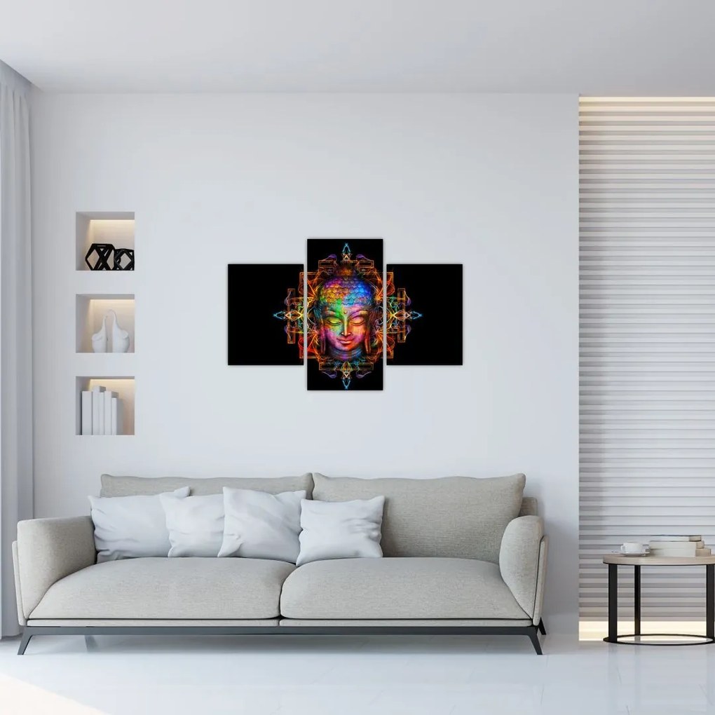 Kép - Buddha mellszobra neon színekben (90x60 cm)