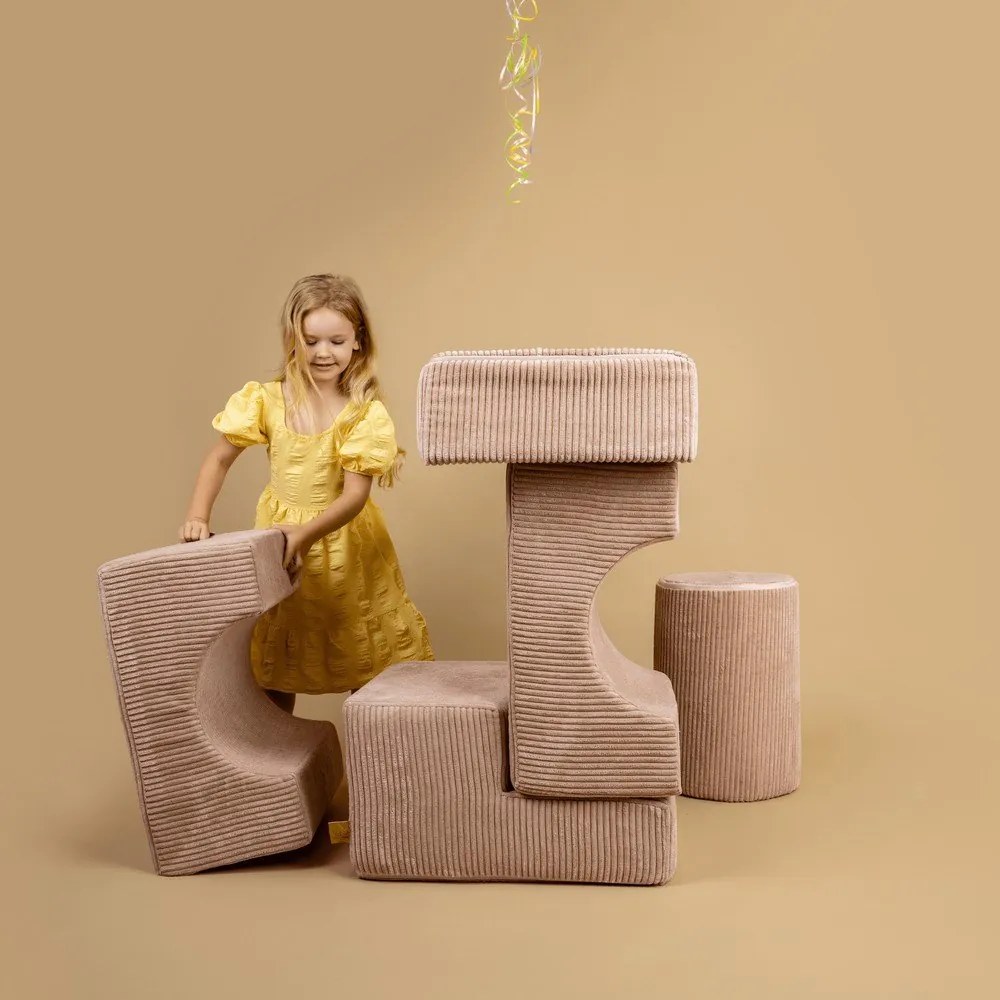 Rózsaszín kordbársony habszivacs játszótér 4 db-os magasság 30 cm 45x170 cm Montessori – Meowbaby