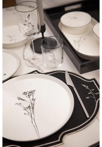 27 darabos étkészlet, fehér/fekete/porcelán
