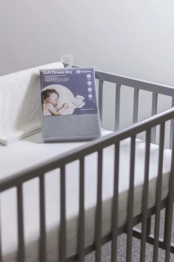 PETITE&MARS Vízhatlan lepedő Soft Dream Dry 120 x 60 Grey