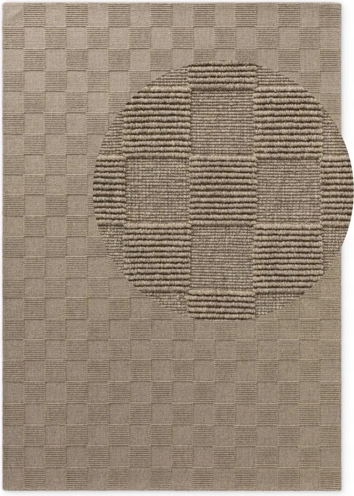 Gyapjú szőnyeg nappaliba 160x230cm, barna modern 3D minta