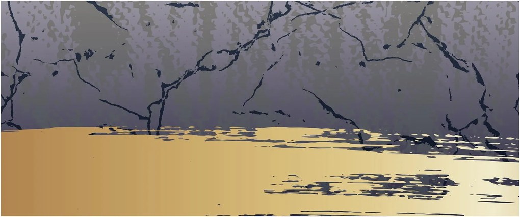 Kép - Kék és arany absztrakció N⁰1 (120x50 cm)