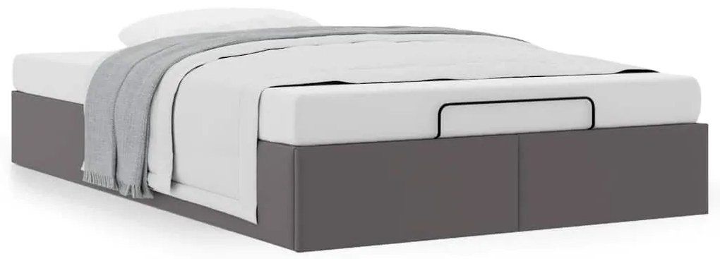 Ottomán ágykeret matrac nélkül szürke 120x190 cm műbőr