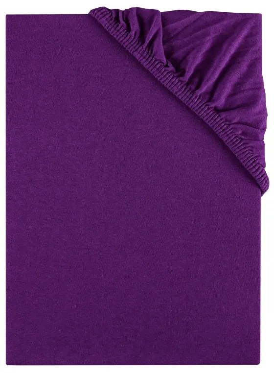 EMI lila 100% pamutjersey gumis lepedő, 90x200-as lap