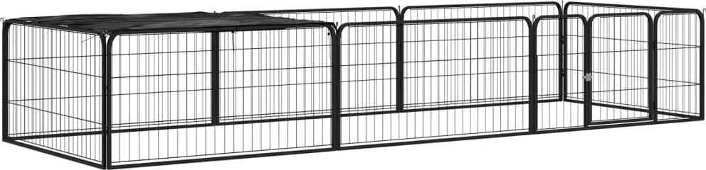 vidaXL 8-paneles fekete porszórt acél kutyakennel 100 x 50 cm