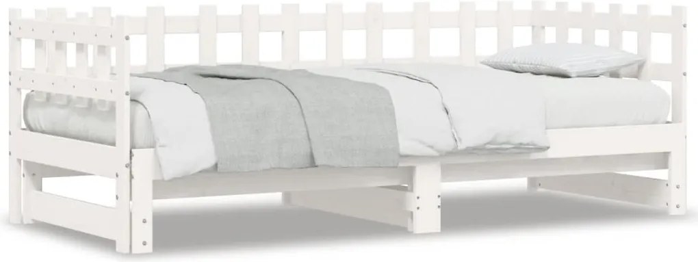 vidaXL fehér tömör fenyőfa kihúzható kanapéágy 2 x (90 x 200) cm