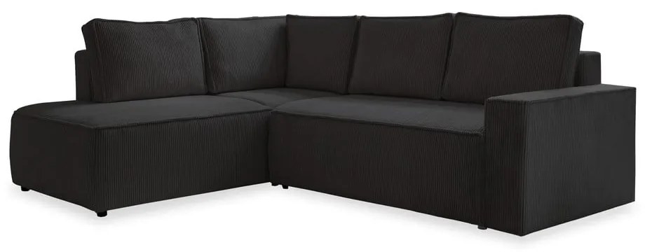 Antracitszürke kordbársony kinyitható sarokkanapé (bal oldali) Brave Dave – Miuform