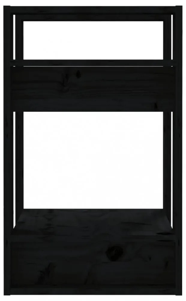 fekete tömör fenyőfa könyvszekrény/térelválasztó 41x35x57 cm