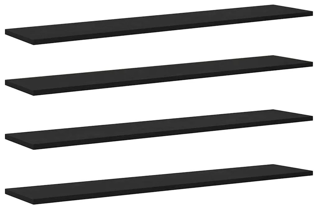 Polcos könyvespolc 4 pcs Fekete 100 x 20 x 1.5 cm Faanyag