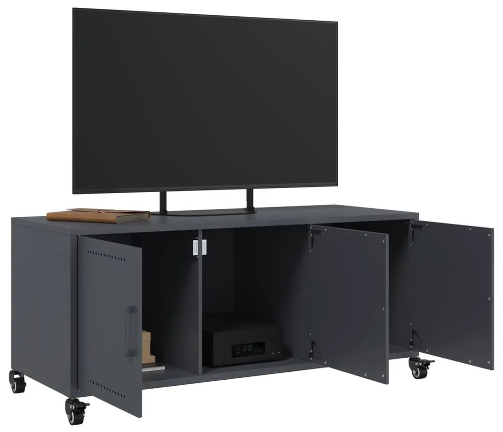 antracitszürke acél TV-szekrény 100,5 x 39 x 43,5 cm