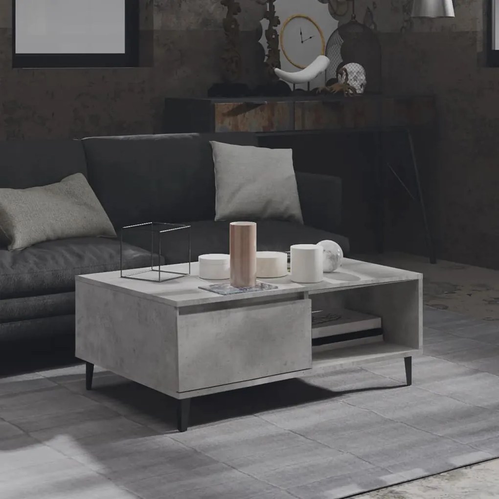 Betonszürke szerelt fa dohányzóasztal 90 x 60 x 35 cm