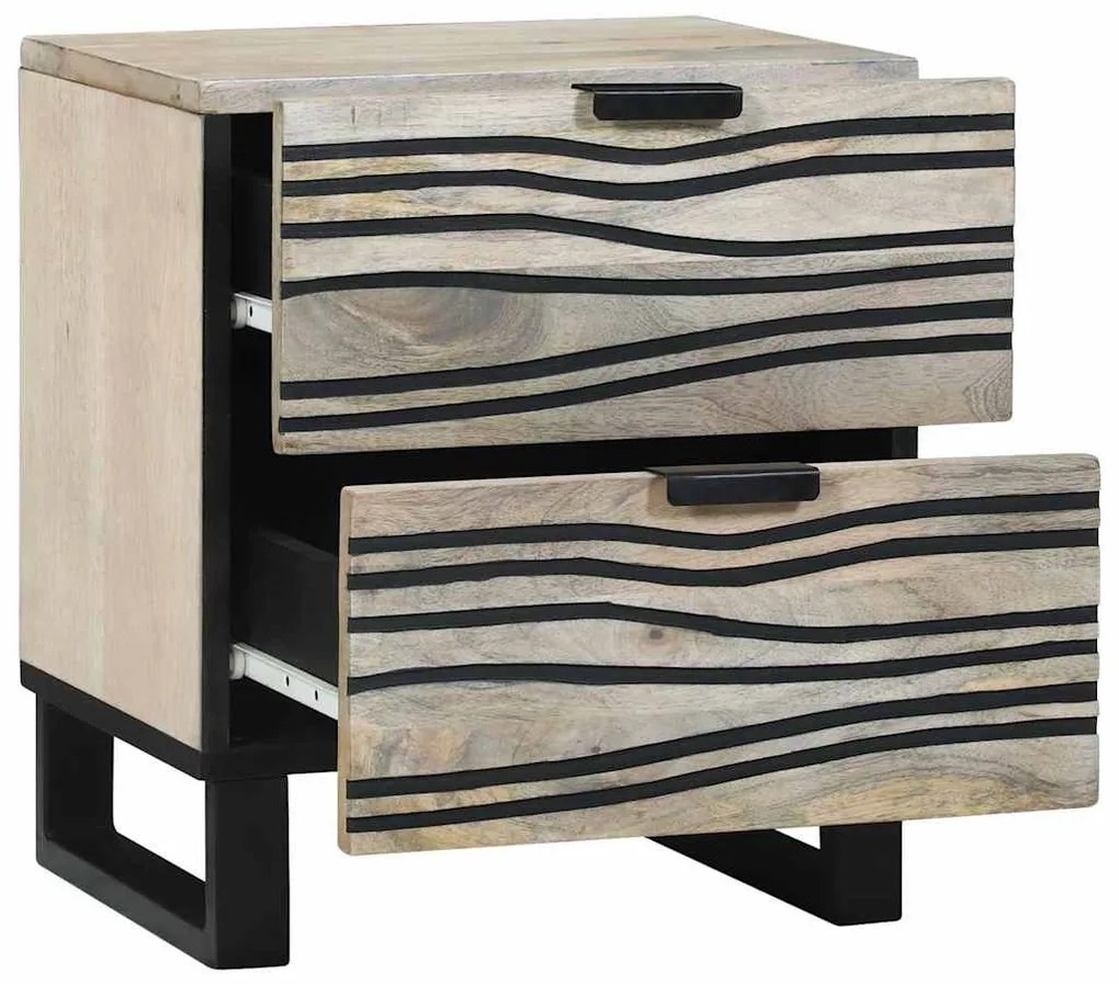 Éjjeliszekrény fiókkal 2 pcs Fehér és fekete 40 x 33 x 46 cm