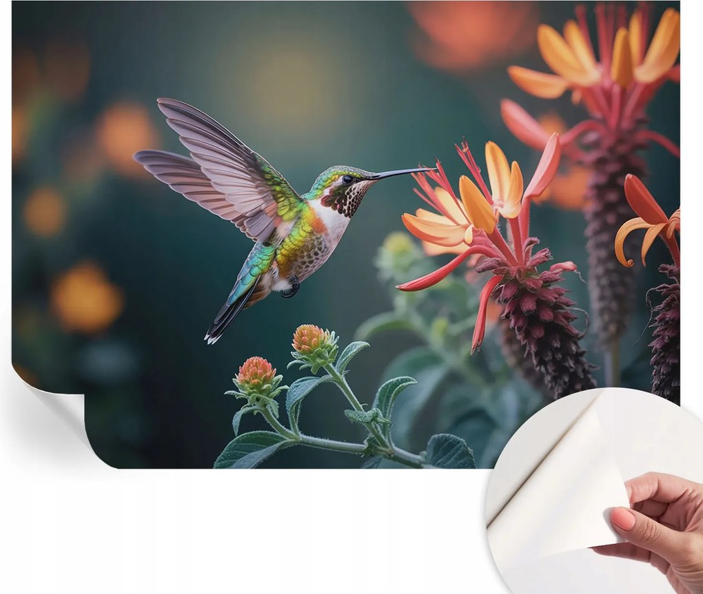 Öntapadós Stílusos Dekoratív Fotótapéta Kolibri virágok 312x219 cm