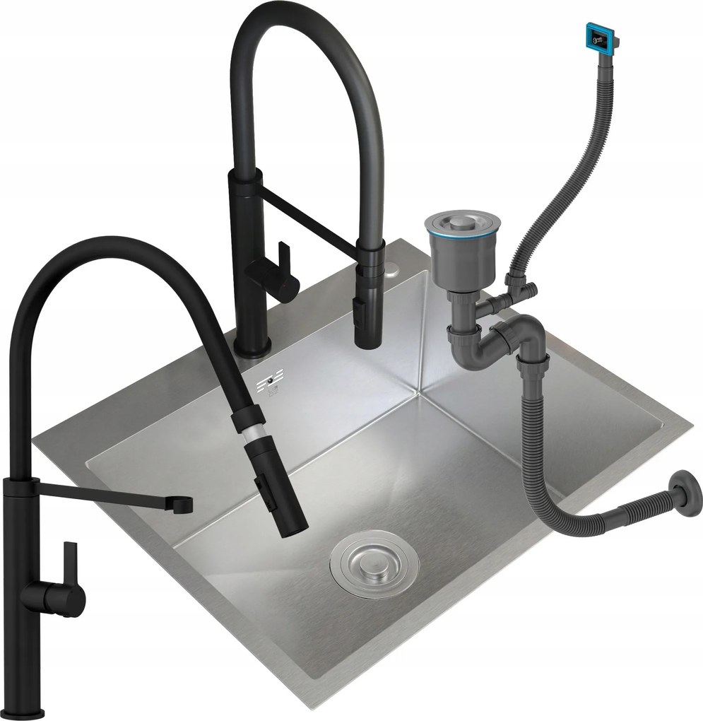 Acél Mosogató 1 Rekeszes 60x50+ Csaptelep Full Fekete