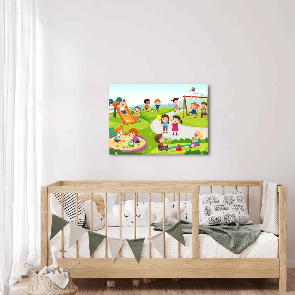 Kép a gyermekek szórakozásáról a homokozóban (70x50 cm)