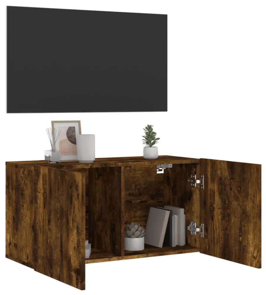 füstös tölgy színű falra szerelhető TV-szekrény 80x 30 x 41 cm
