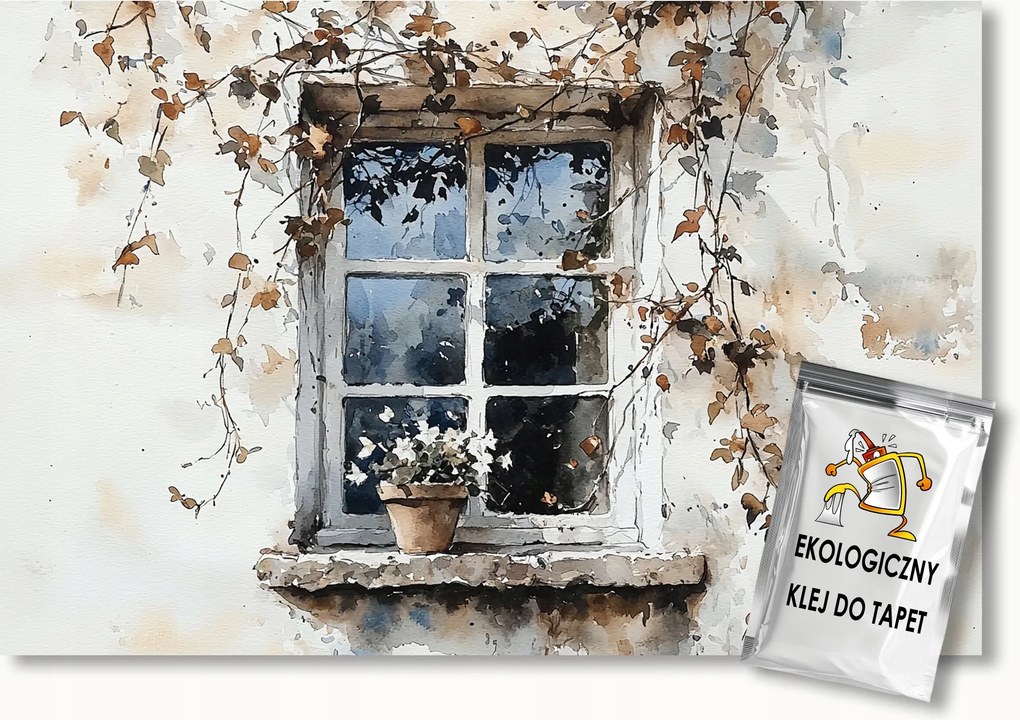 Fotótapéta Flizelina Épület Ház Fal Ablak Ősz Virágok 250x175 ragasztó