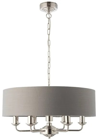 Endon 94373 - Csillár láncon HIGHCLERE 6xE14/40W/230V szürke/fényezett króm