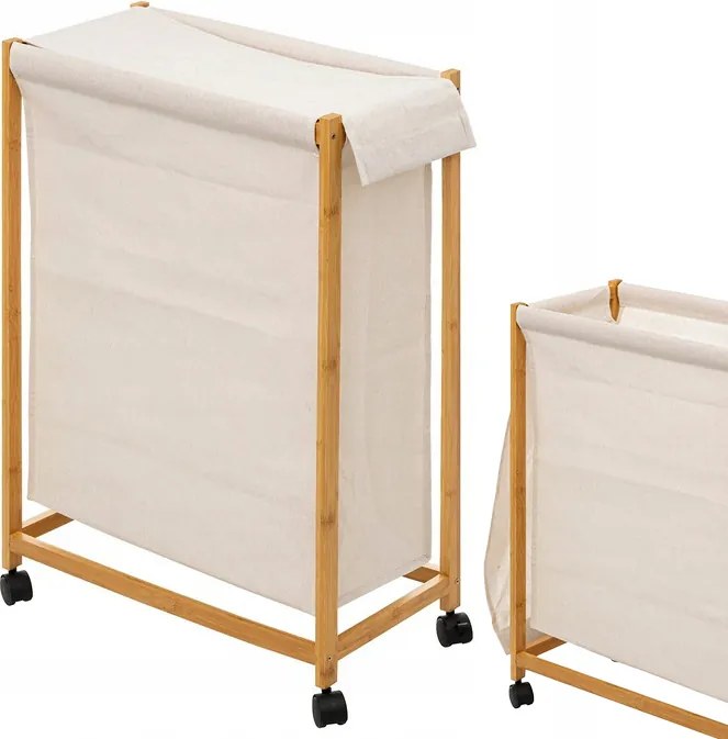 Keskeny szennyestartó kosár Bambusz fehér fürdőszobai tároló a piszkos ruhák számára