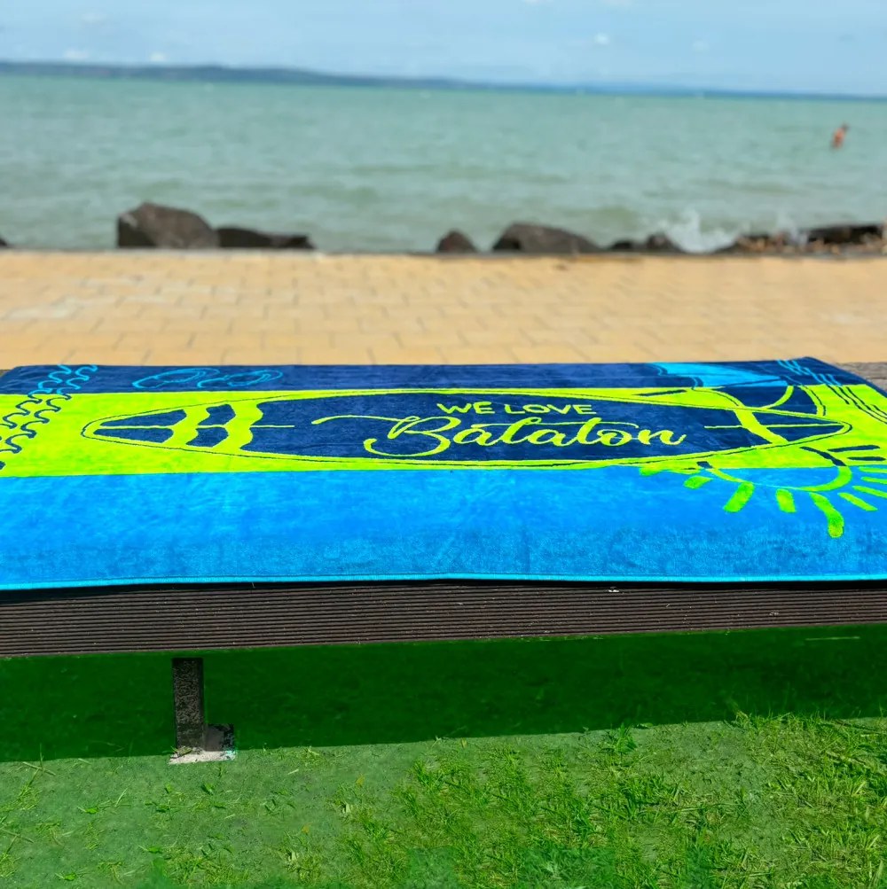 Balaton 2024 kék-zöld strandtörölköző