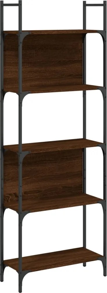 vidaXL 5-szintes barna tölgy szerelt fa könyvespolc 60,5x24x166,5 cm