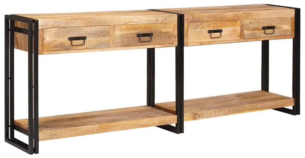 Konzolasztal 2 pcs Barna 200 x 33 x 75 cm Tömör nyers mangófa