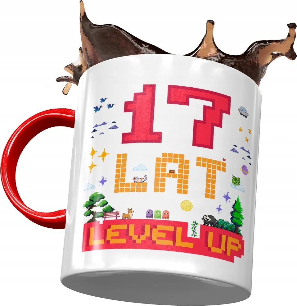 Piros Bögre Születésnapra 17 17. 17. Ajándék Nyomtatott Fotóval