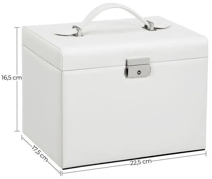 KARINA tükrös ékszerdoboz, 22,5x17,5x16,5cm, fehér SongmicsHome
