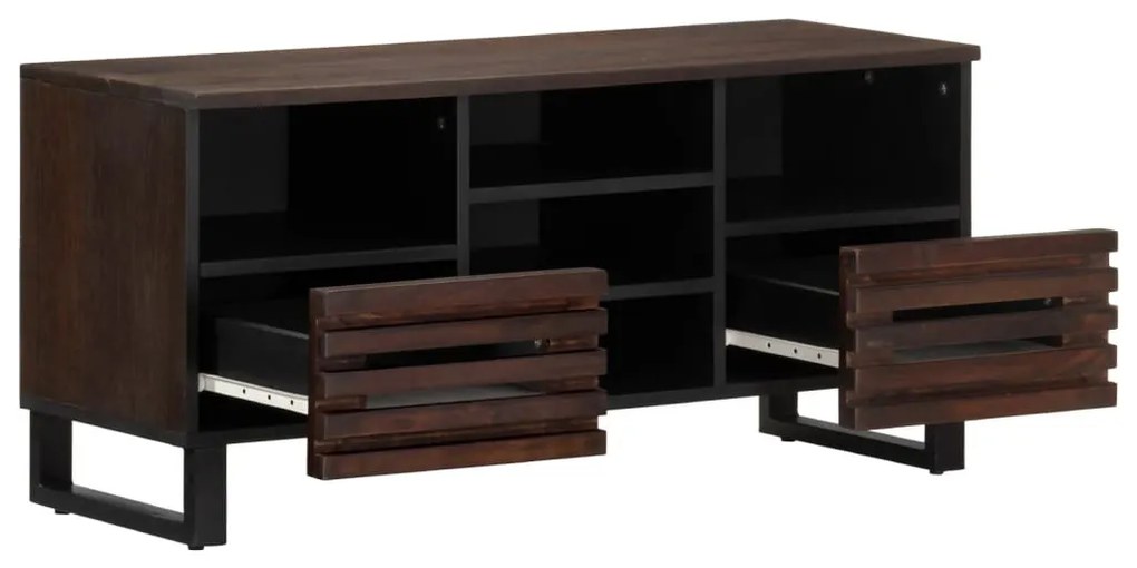 barna tömör mangófa TV-szekrény 100 x 34 x 46 cm