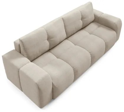 ALMADA bézs kárpitozott, kihúzható háromszemélyes kanapé tárolóval