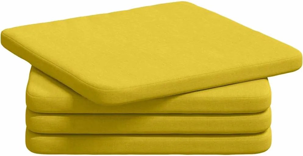 vidaXL Ülőpárnák 4 pcs Világos sárga 40 x 40 x 3 cm szövet