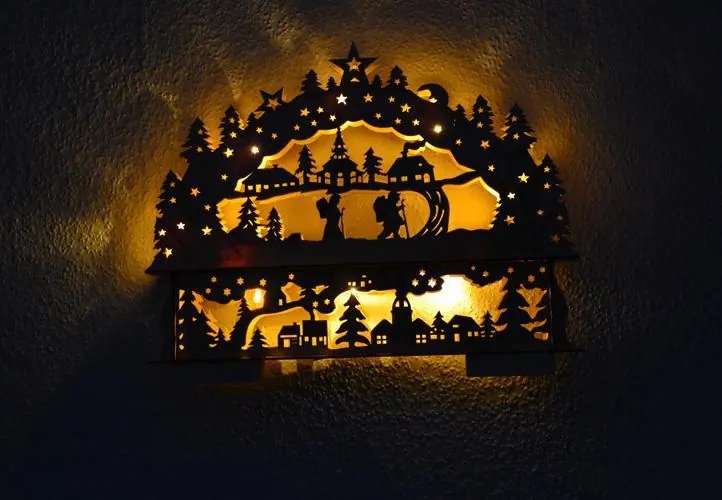 NEXOS Karácsonyi dísz Karácsonyi táj 10 LED meleg fehér