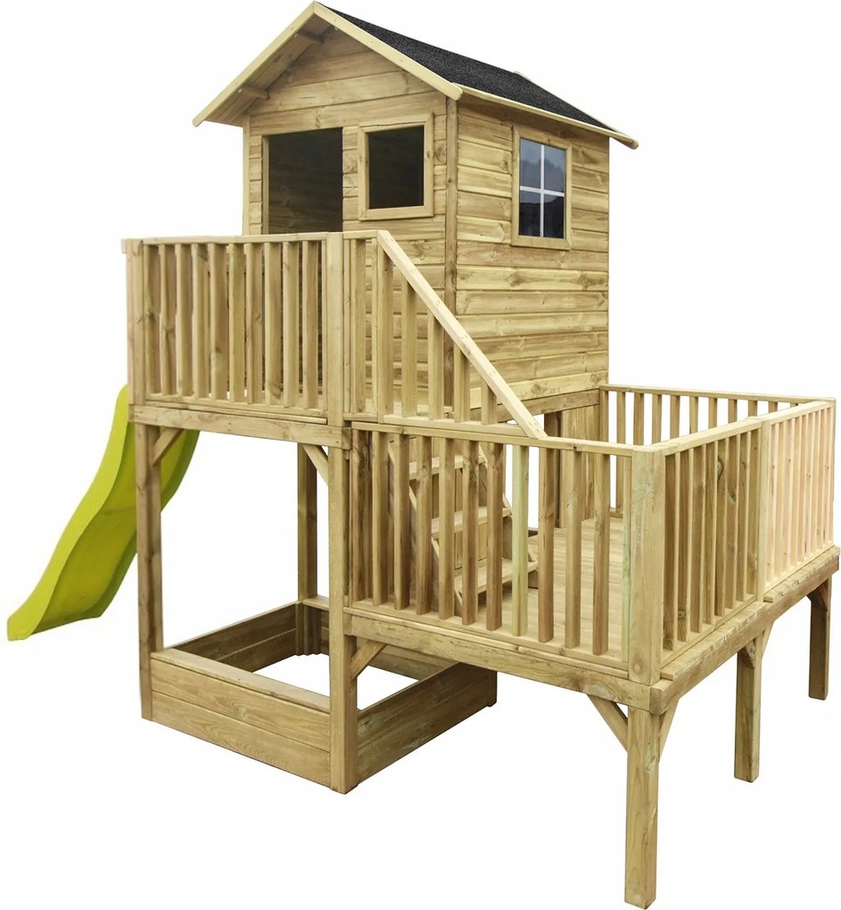 Hubert Fa kerti házikó homokozóval csúszda K-120 4iQ