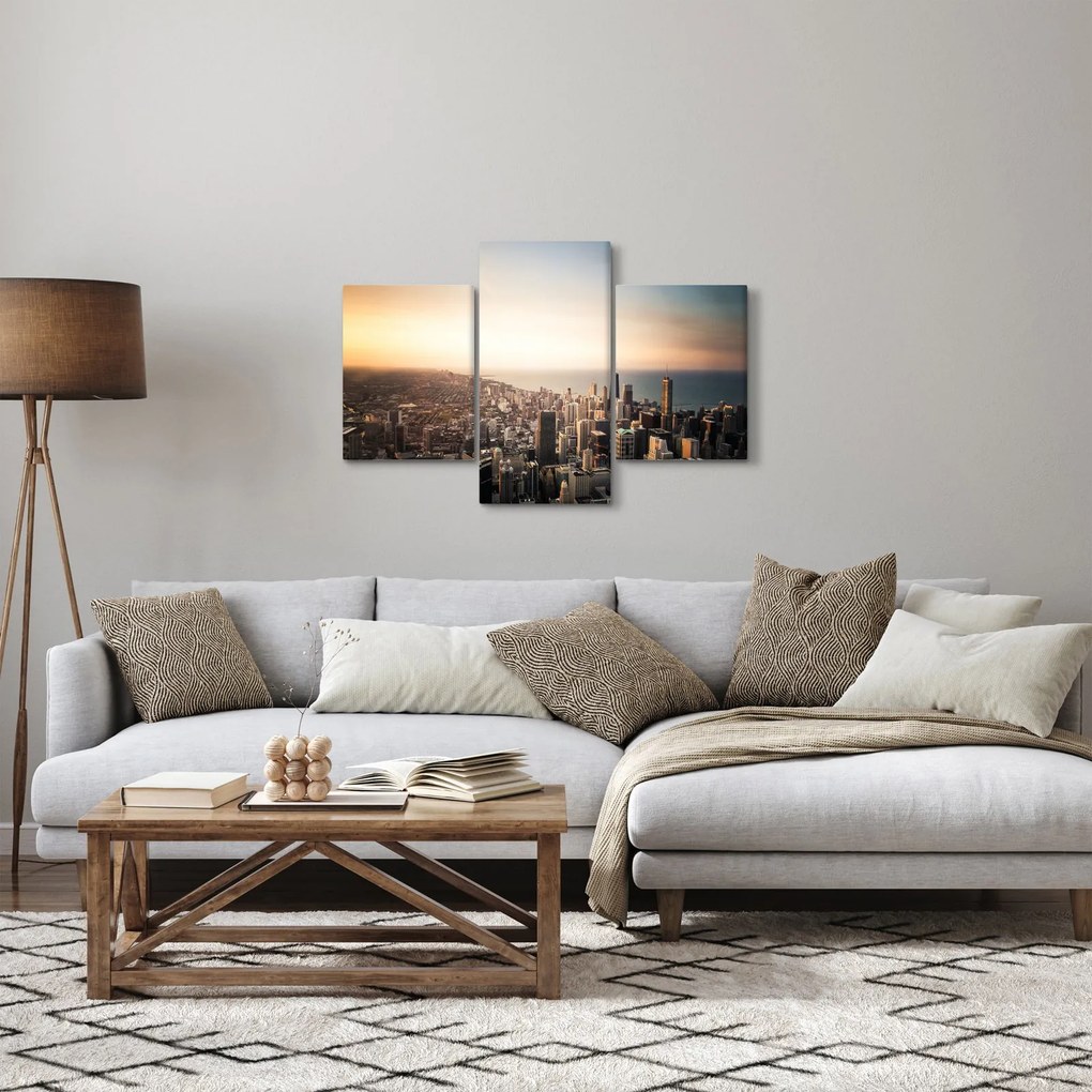Naplemente képe a város felett (90x60 cm)