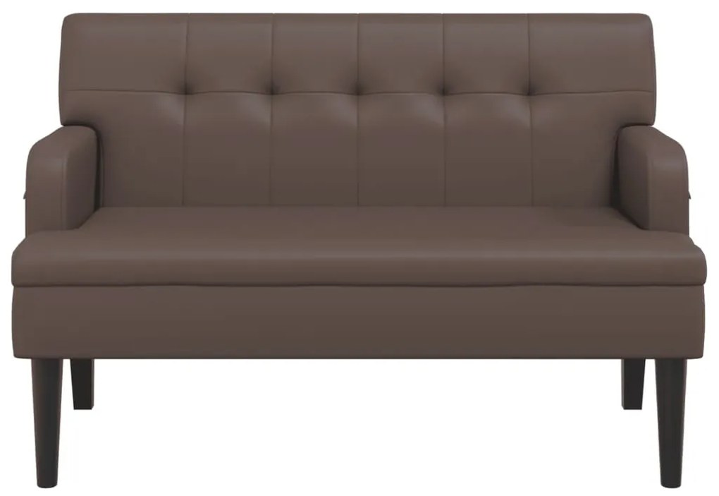 barna műbőr pad háttámlával 112x65,5x75 cm