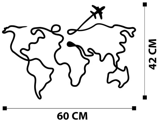 Fali dekoráció 60x42 cm térkép fém