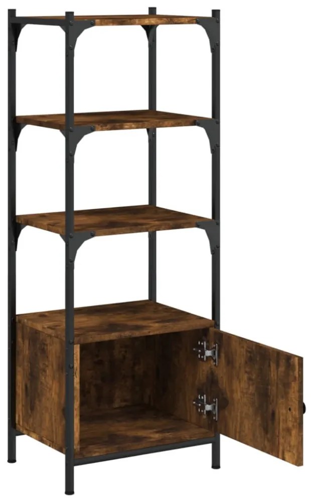 3 szintes füstös tölgy szerelt fa könyvespolc 41x30x109,5 cm