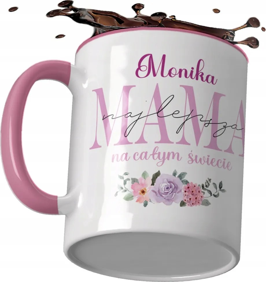 Rózsaszín Bögre Anyák napi ajándék Anya névvel Gyönyörű tartós