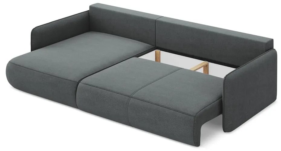Szürke kinyitható-tárolóhelyes sarokkanapé (bal oldali) Nanea – Makamii