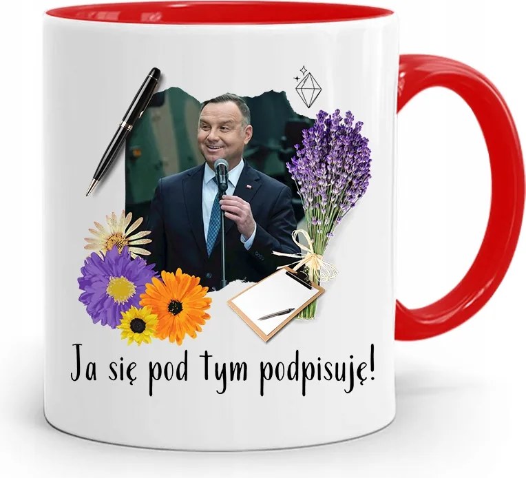 Piros Elnöki Bögre Andrzej Duda Pis Egészség felirattal