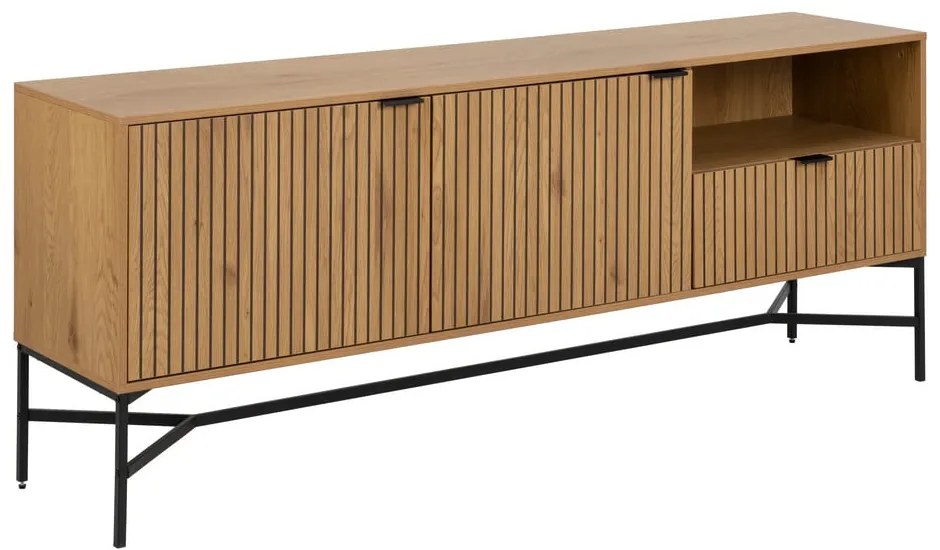 Natúr színű alacsony komód tölgyfa dekorral 180x70 cm Jaipur – Actona