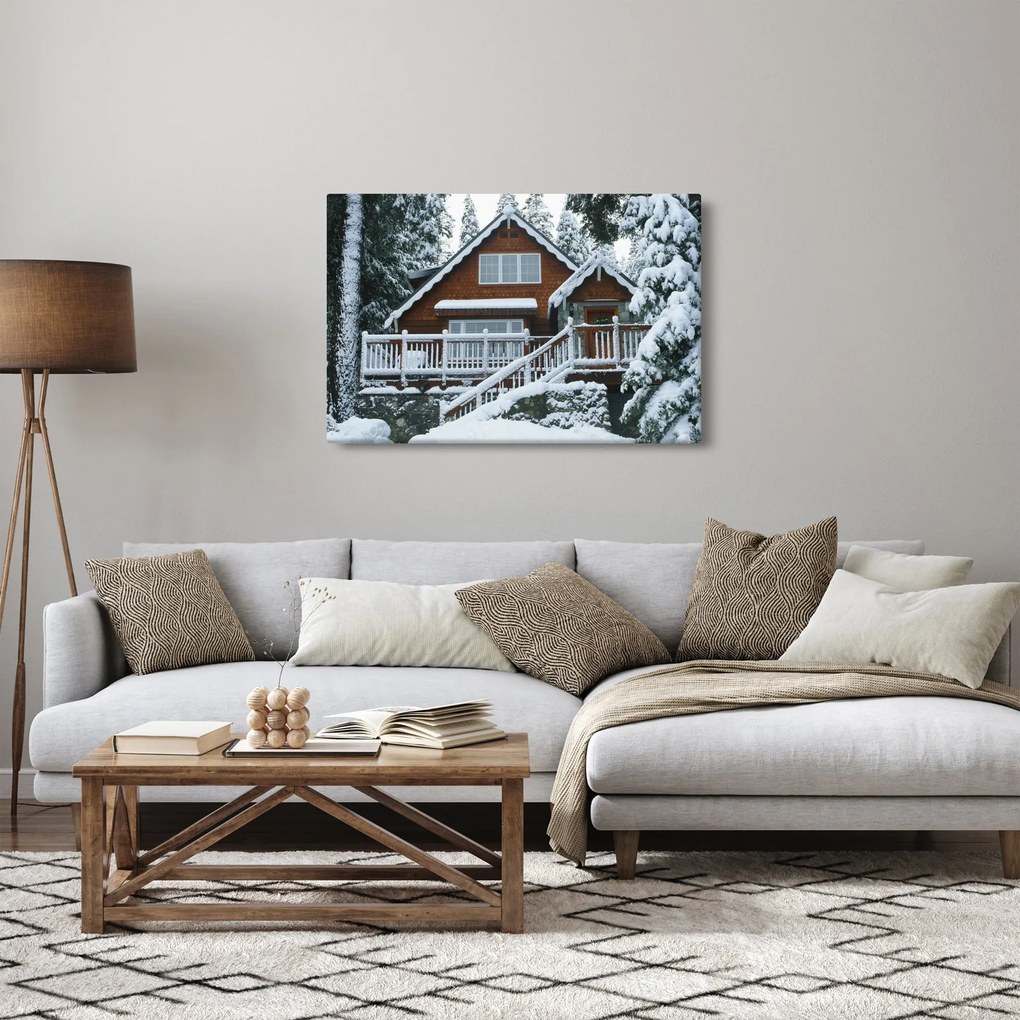 Kép - Fából készült házikó (90x60 cm)