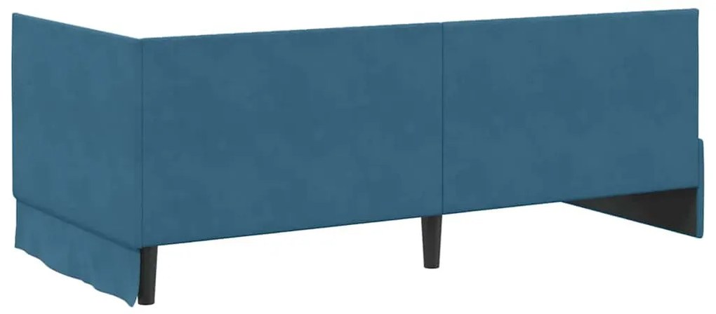 Sarokágy keret fejtámlával Kék 90 x 200 cm Bársony