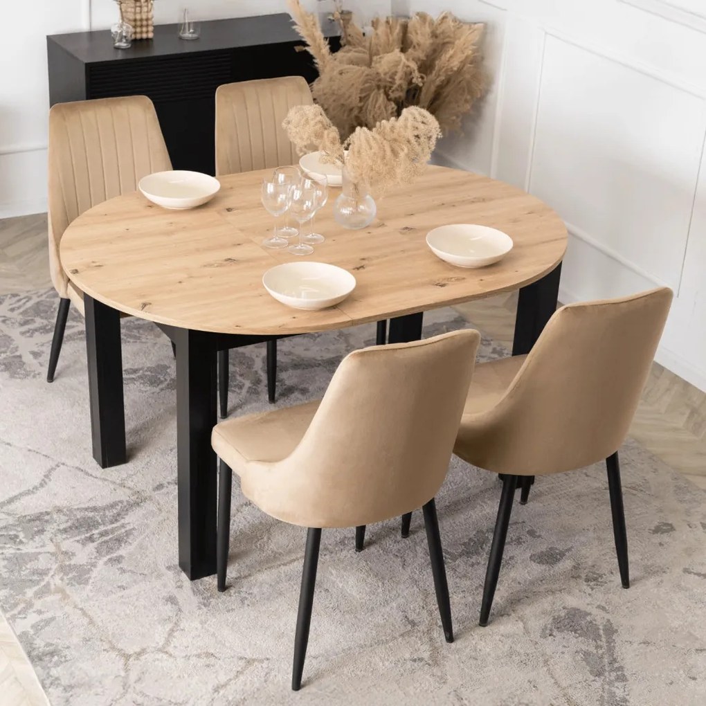 Étkezőszék bézs bársony kárpittal – BARI