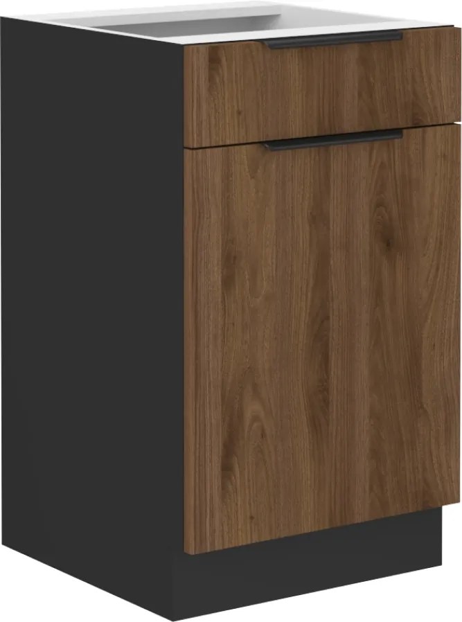Alsó szekrény, okapi dió/fekete, MENZO 50 D 1F 1S BB