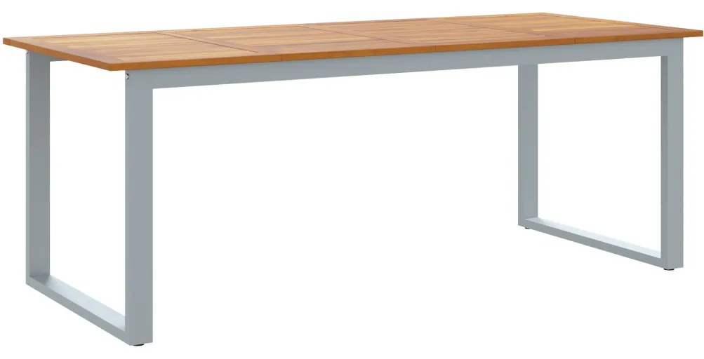 Kültéri Étkező Asztal Szürke 200x90x75 cm Acél és Tölgydeszkás