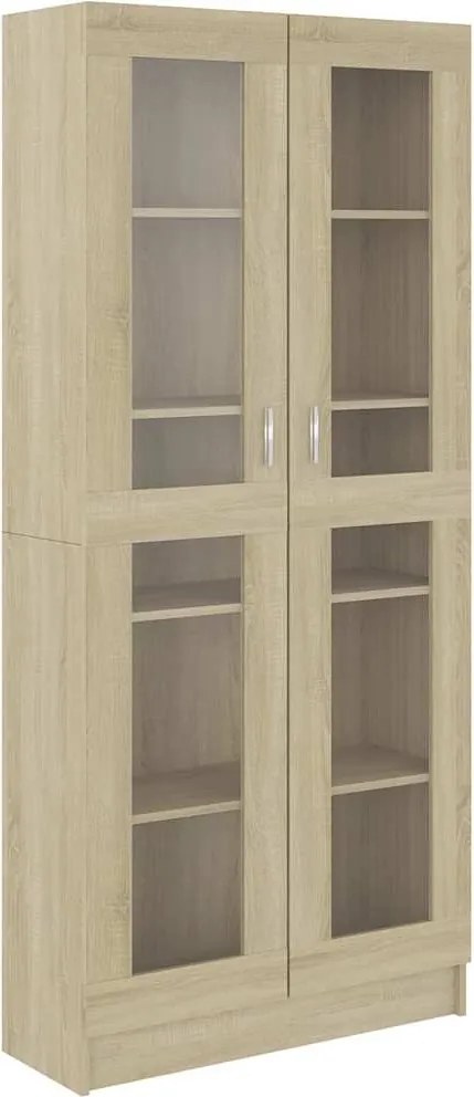 vidaXL sonoma tölgy színű szerelt fa vitrinszekrény 82,5x30,5x185 cm