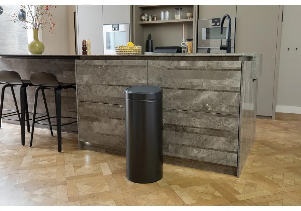 Sötétszürke acél érintésre nyíló szemetes 30 l Touch Bin – Brabantia