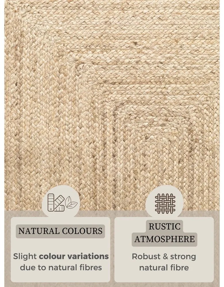 Világos natúr színű kétoldalas kézi szövésű juta futószőnyeg 80x200 cm Sharmila Natural White – Hanse Home