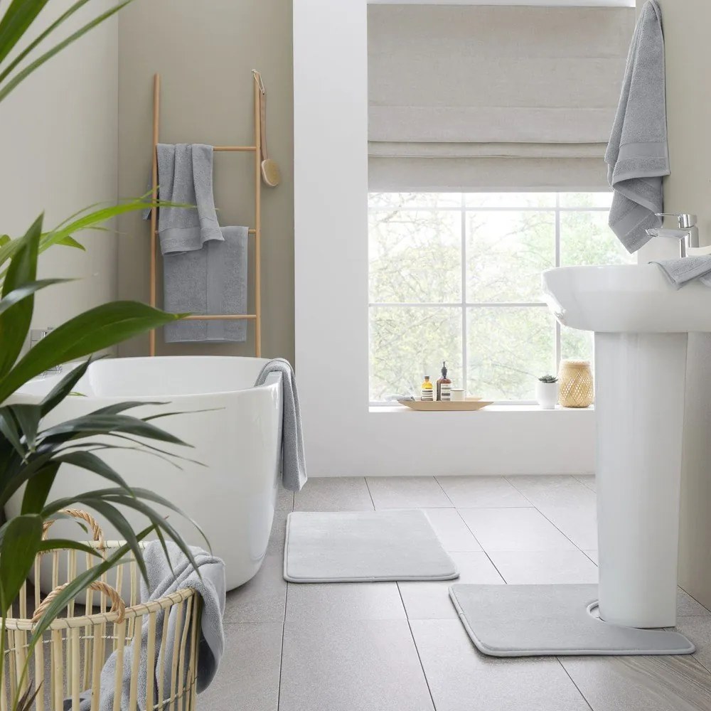 Világosszürke frottír pamut törölköző és fürdőlepedő készlet 6 db-os Anti-Bacterial – Catherine Lansfield